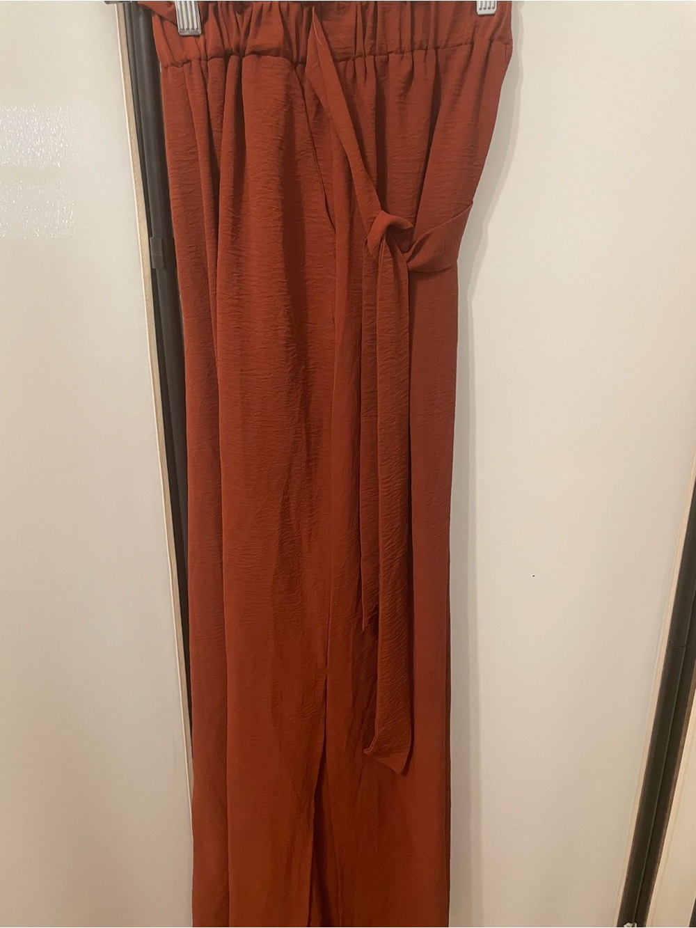 Rust Tie-Waist Loose Fitting Pants